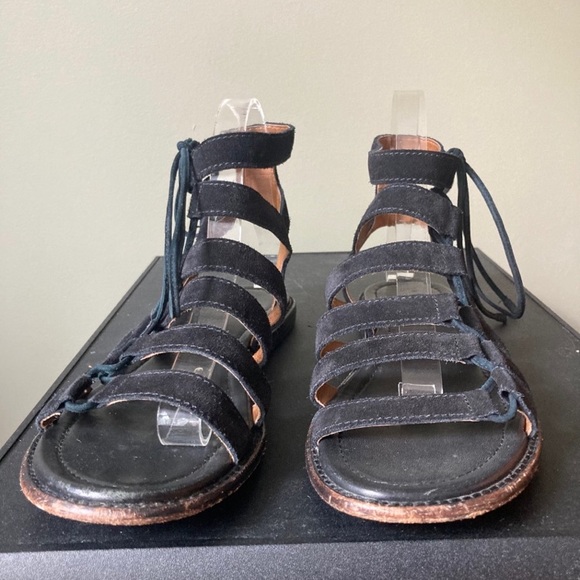 FRYE | Blair Side Ghillie Leather Gladiator Lace Up Flats - Picture 3 of 6